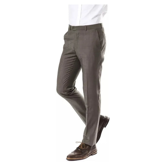 Uominitaliani Gray Woolen Men Pant Uominitaliani