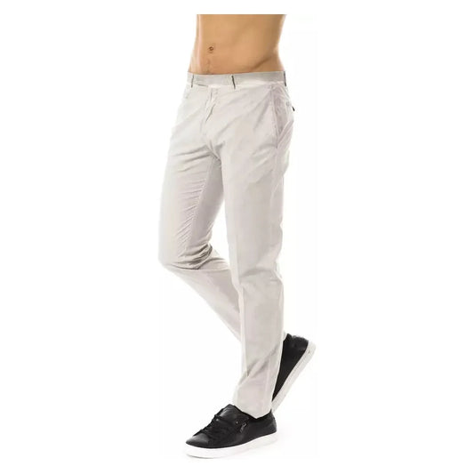 Sleek Gray Casual Fit Cotton Pants for Men