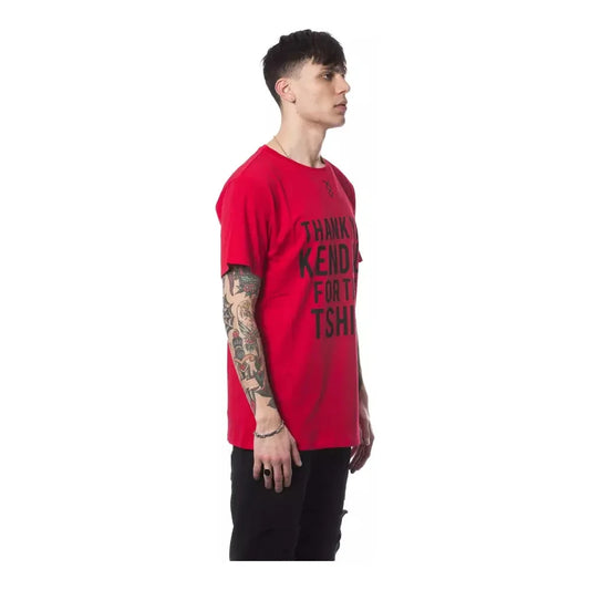 Elegant Red Round Neck Printed Tee