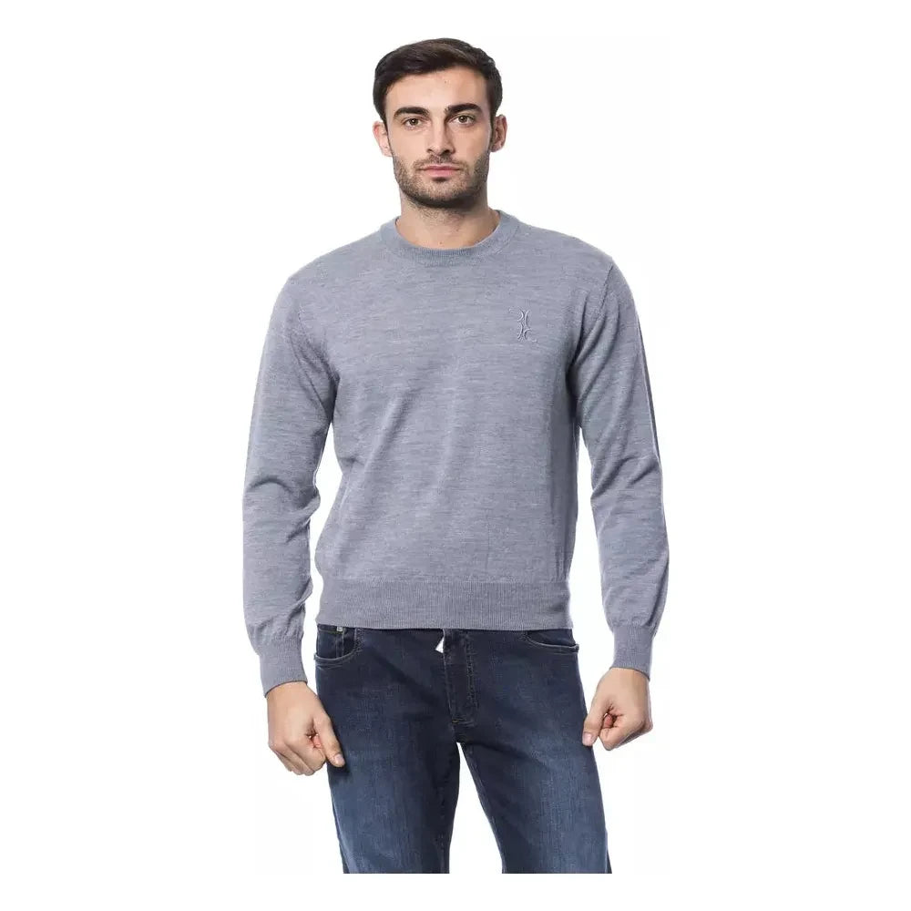 Embroidered Merino Wool Crew Neck Sweater