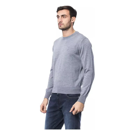 Embroidered Merino Wool Crew Neck Sweater