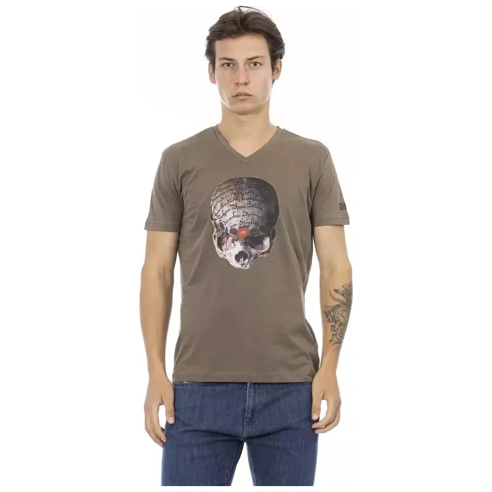 Trussardi Action Brown Cotton Men's V-Neck T-Shirt