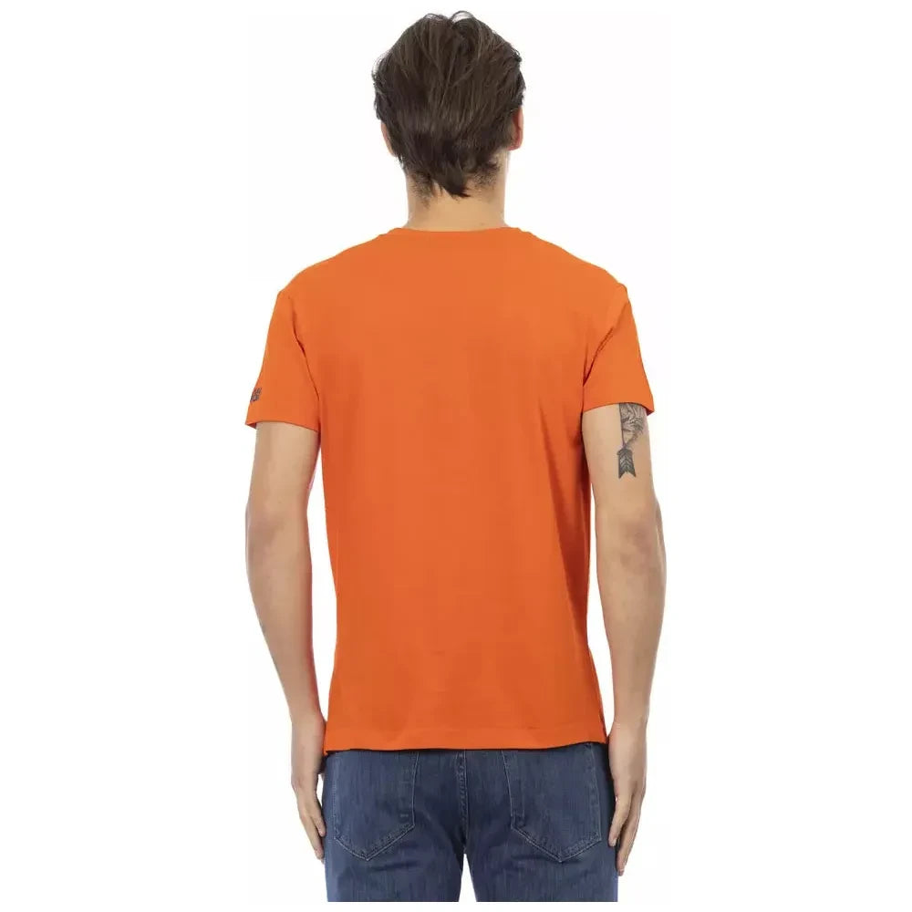 Trussardi Action Elegant V-Neck Tee with Vibrant Front Print Trussardi Action