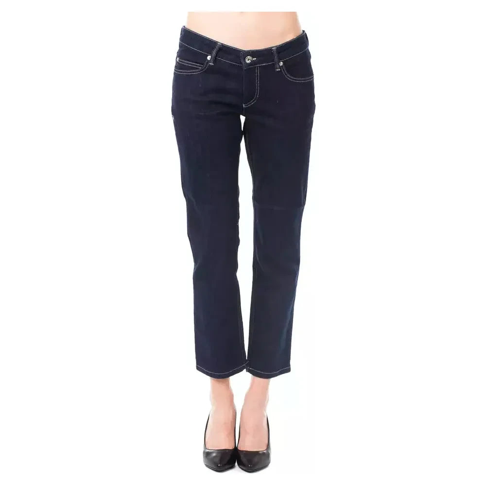 Chic Blue Capri Jeans with Button Details