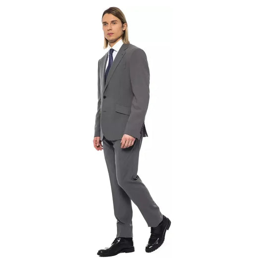 Billionaire Italian Couture Elegant Gray Wool Two-Button Designer Suit Billionaire Italian Couture