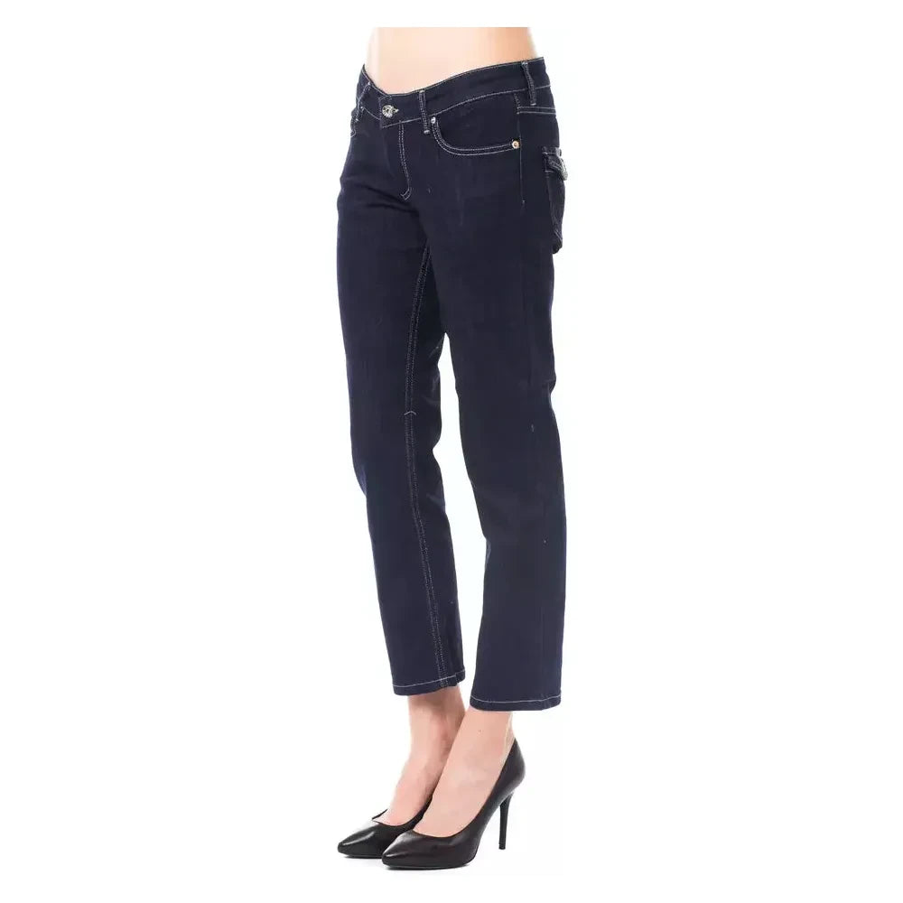 Chic Blue Capri Jeans with Button Details