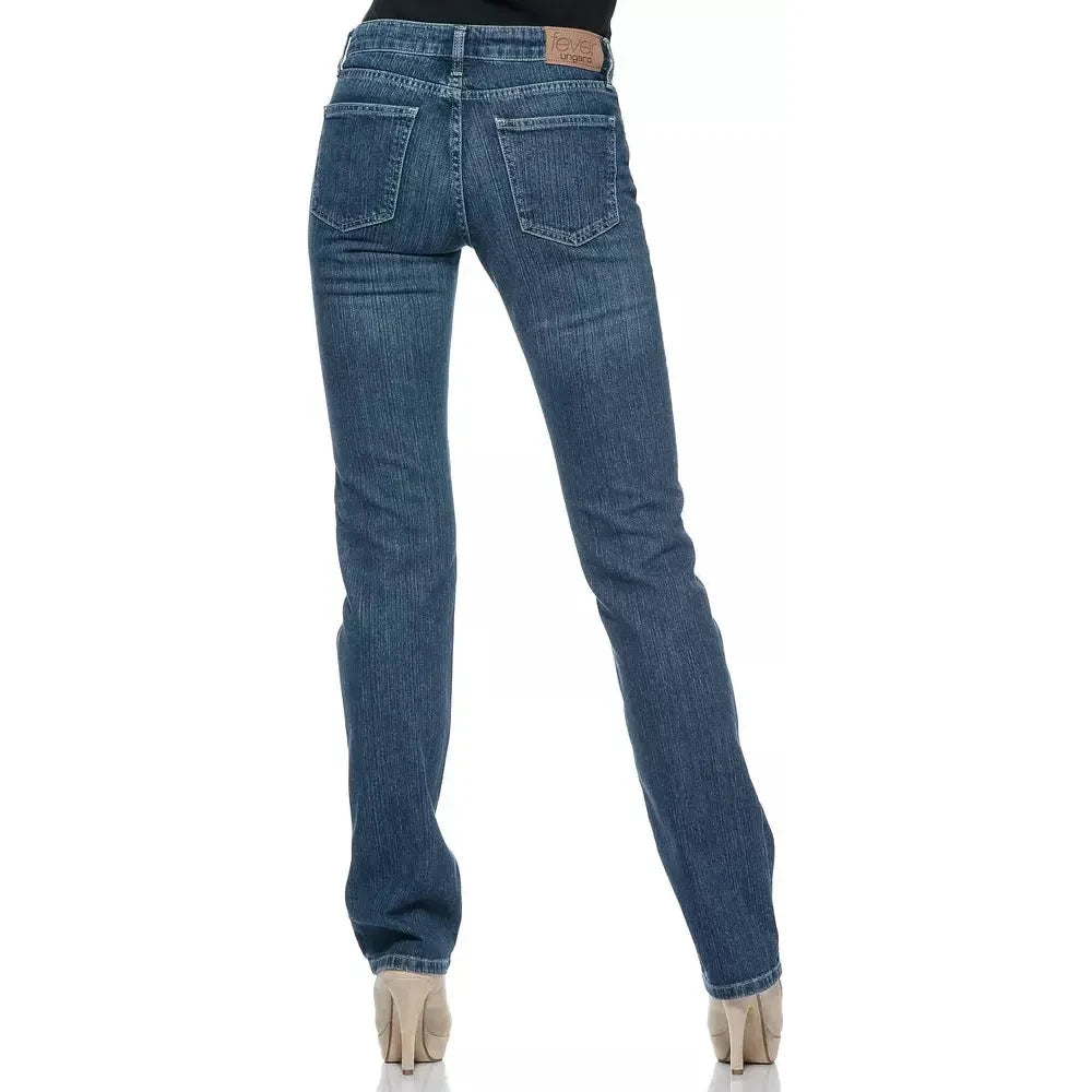 Chic Regular Fit Blue Jeans with Unique Logo Detail