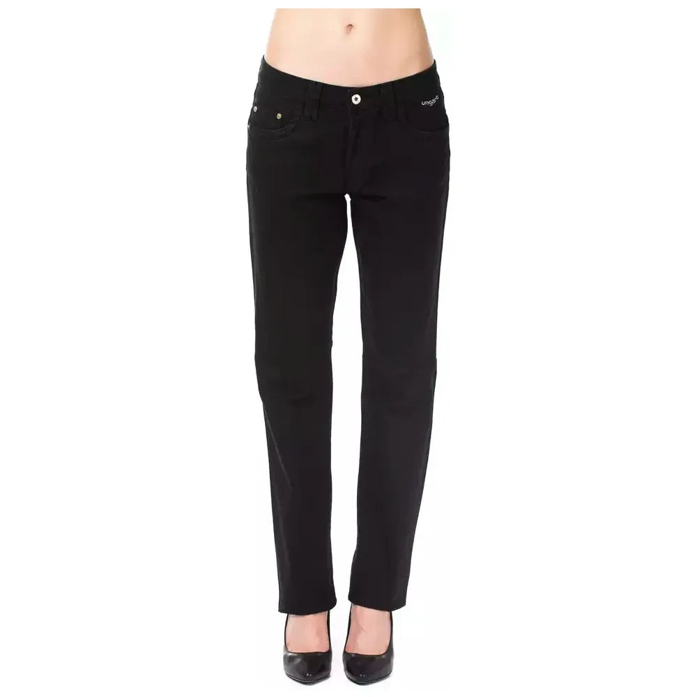 Ungaro Fever Elegant Black Cotton Blend Pants