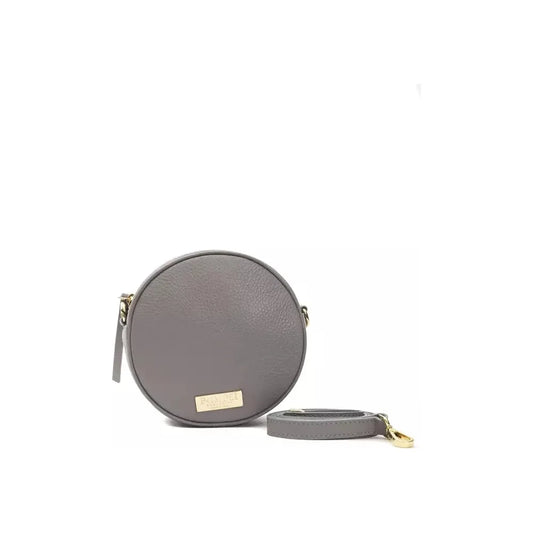 Chic Gray Leather Oval Crossbody Bag