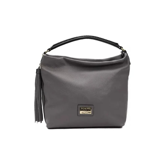 Chic Gray Leather Shoulder Bag