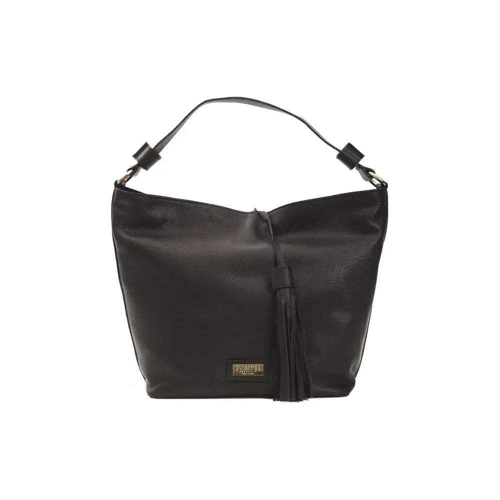 Sleek Black Leather Shoulder Bag