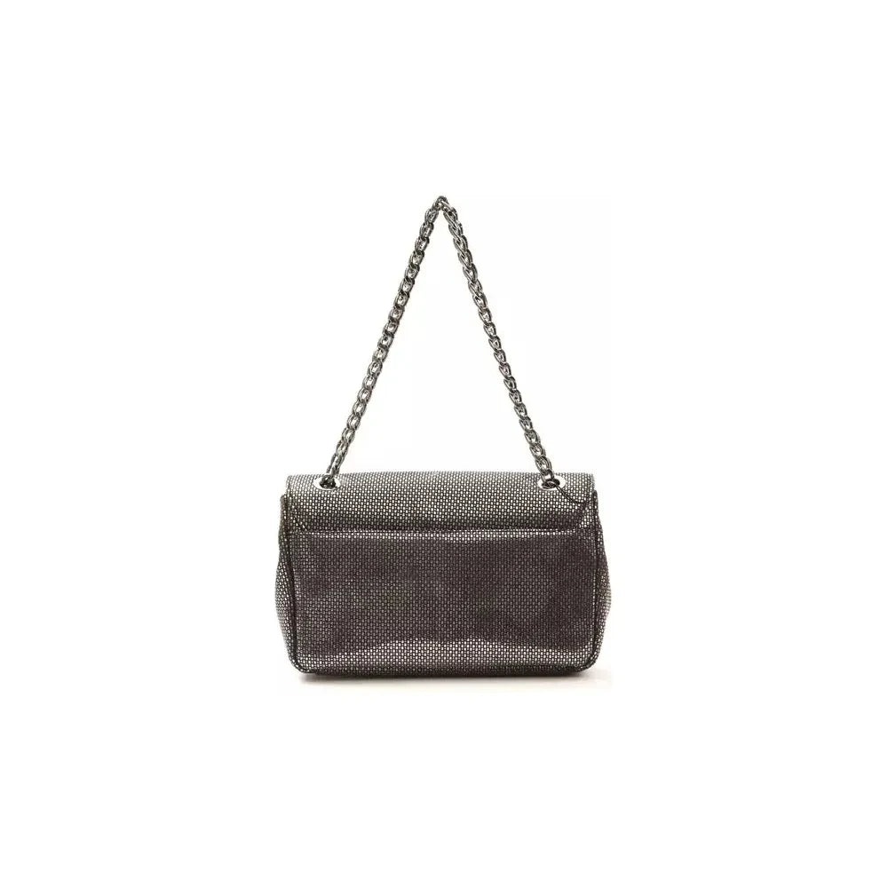 Elegant Gray Leather Crossbody Bag