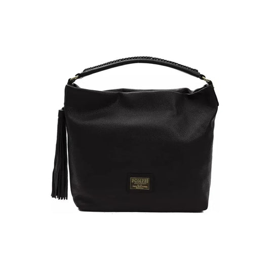 Pompei Donatella Elegant Black Leather Shoulder Bag Pompei Donatella