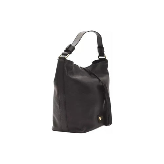 Sleek Black Leather Shoulder Bag