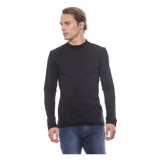 Elegant Black Crew Neck Cotton Sweater