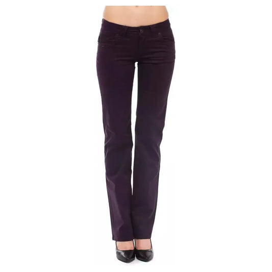 Ungaro Fever Elegant Purple Slim Pants with Chic Detailing Ungaro Fever