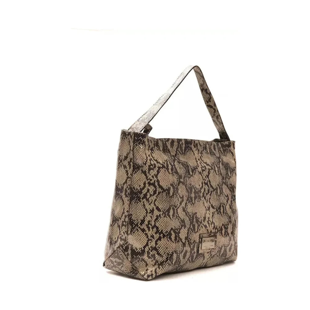 Elegant Python Print Leather Shoulder Bag