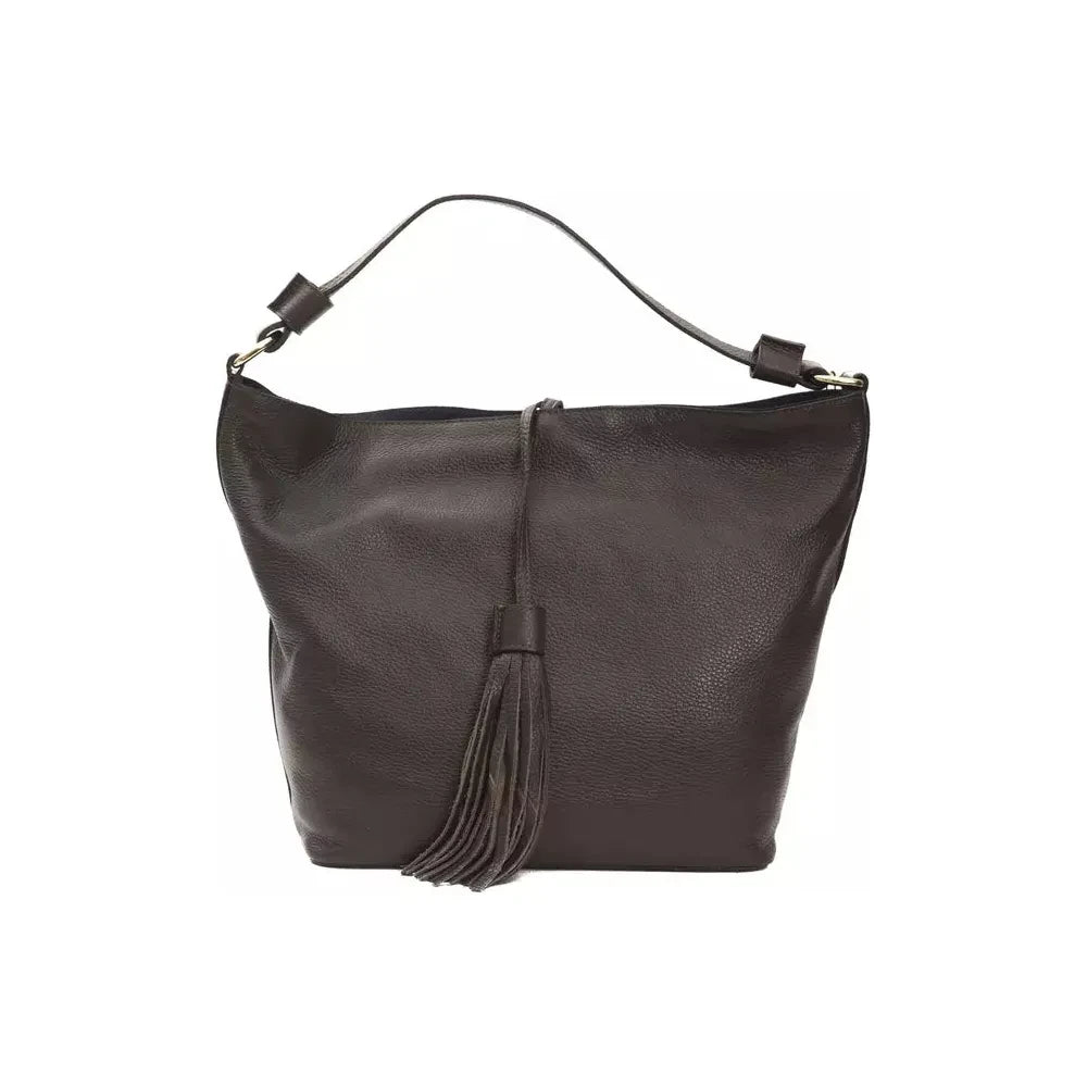 Elegant Leather Shoulder Bag in Earthy Brown