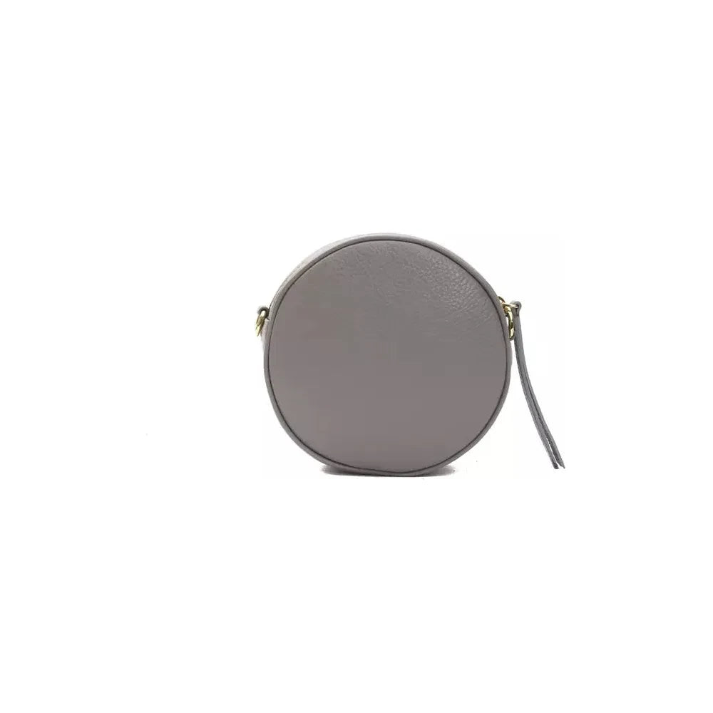 Chic Gray Leather Oval Crossbody Bag