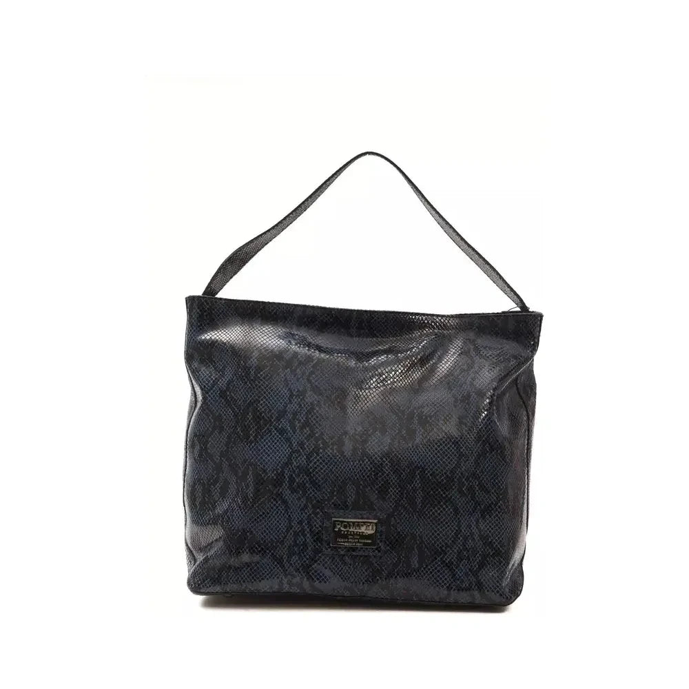 Elegant Blue Python Print Leather Shoulder Bag