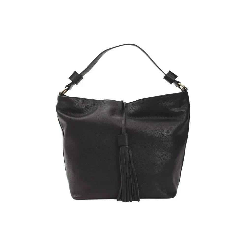 Sleek Black Leather Shoulder Bag