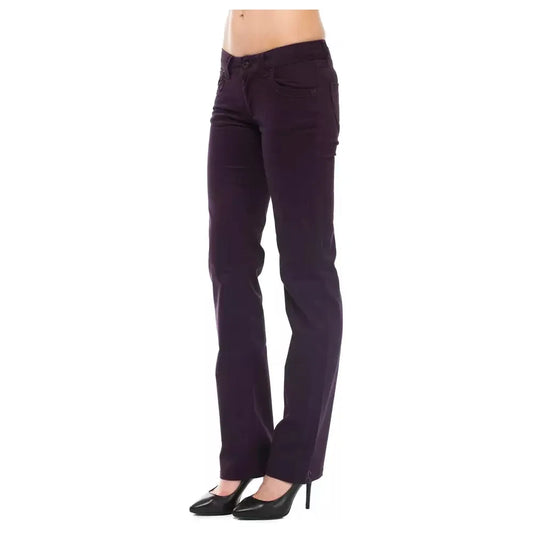 Ungaro Fever Elegant Purple Slim Pants with Chic Detailing Ungaro Fever