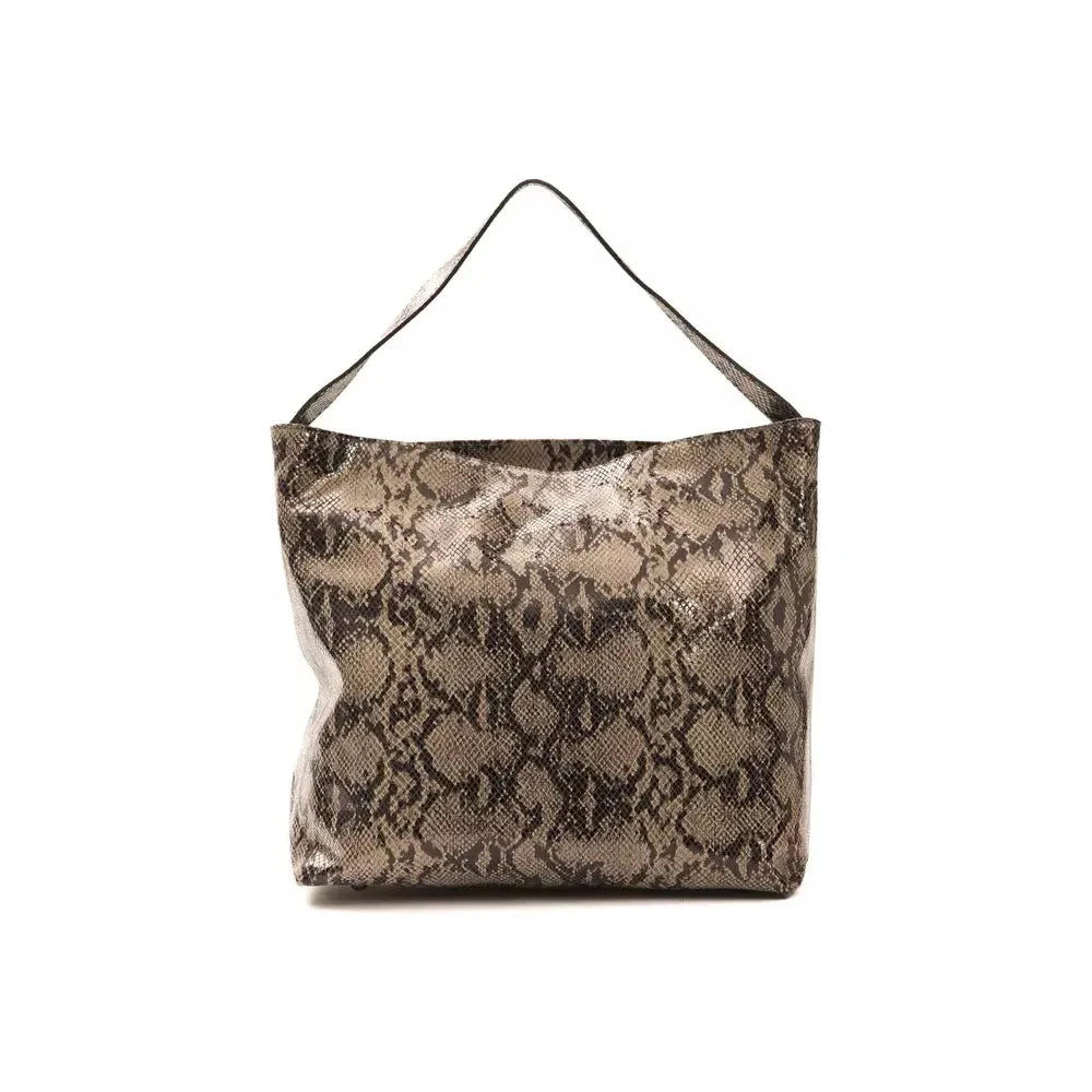 Elegant Python Print Leather Shoulder Bag