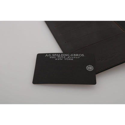 A.G. Spalding & Bros Black Leather Bifold Travel Holder Logo Wallet