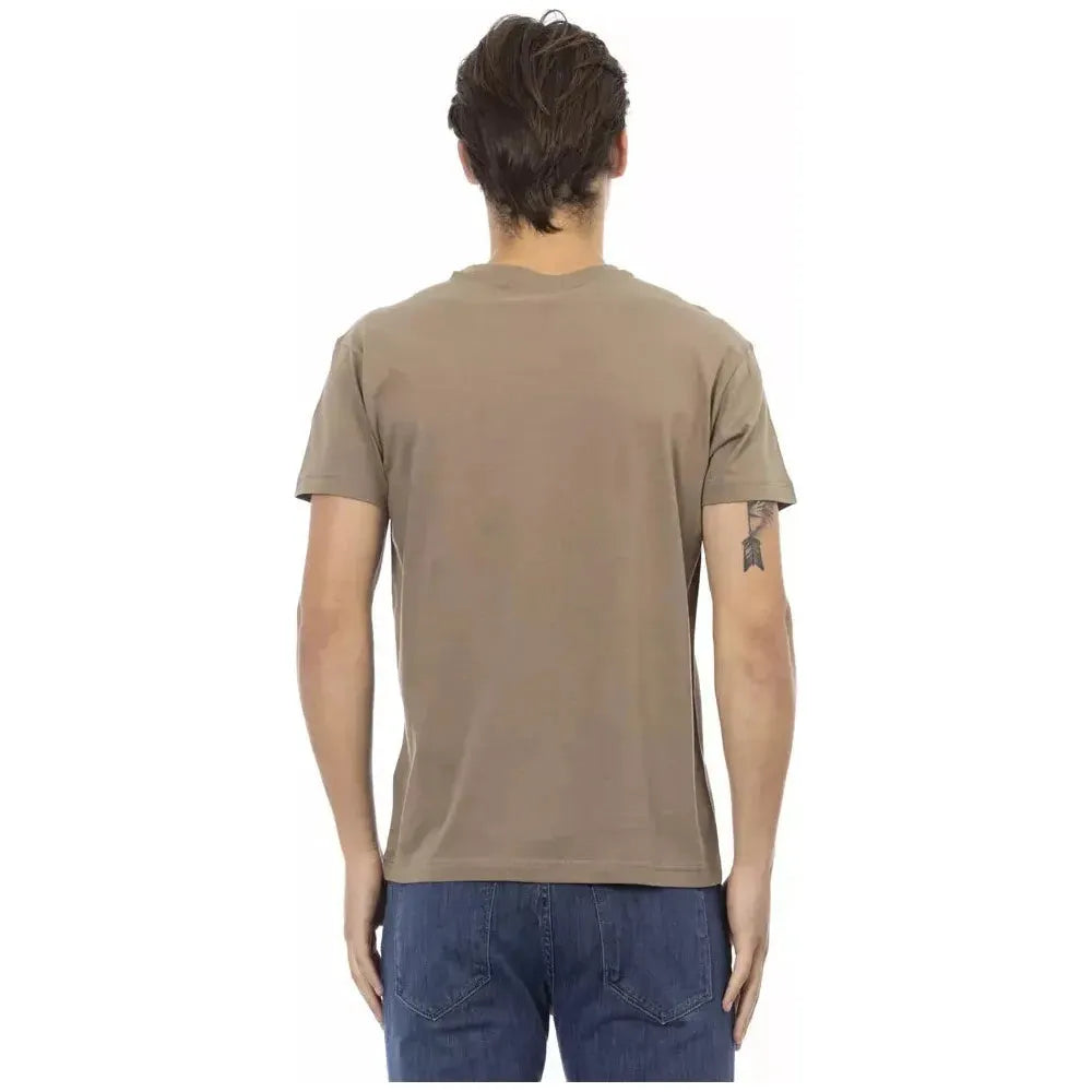 Trussardi Action Brown Cotton Men's V-Neck T-Shirt Trussardi Action