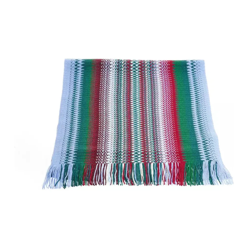 Vibrant Geometric Patterned Fringe Scarf