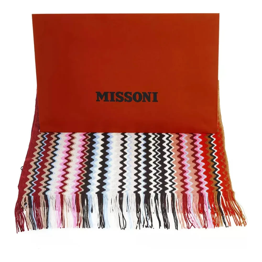 Geometric Pattern Fringed Scarf in Vibrant Tones