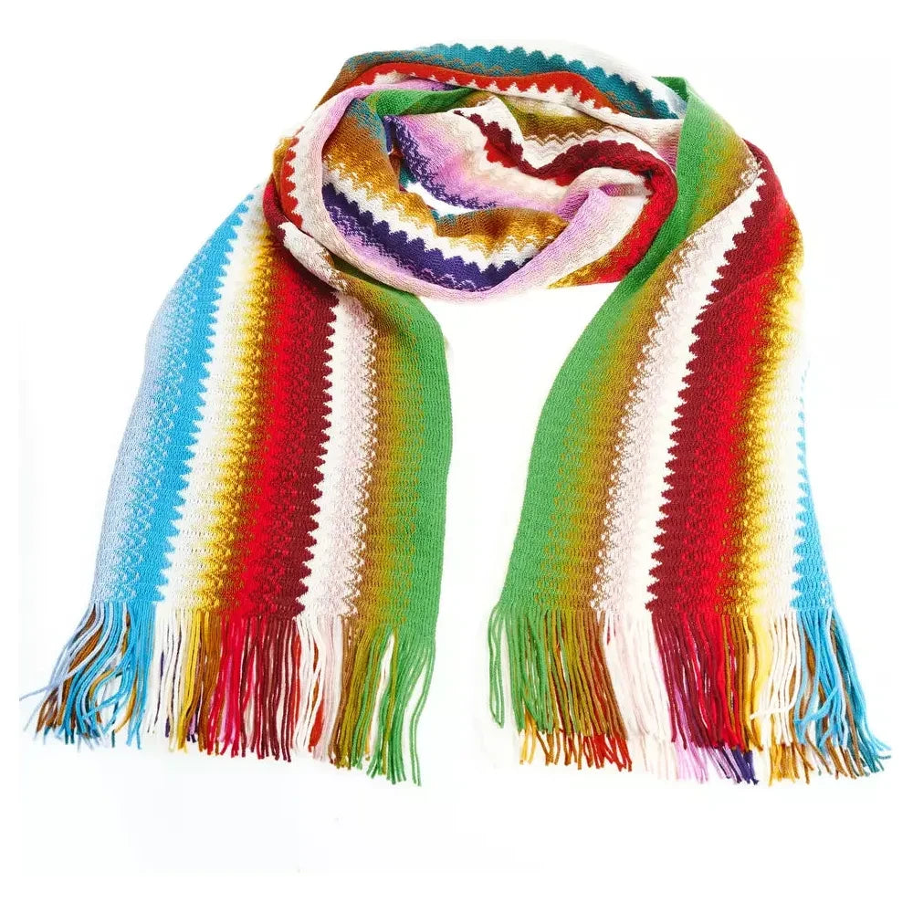 Chic Geometric Patterned Scarf with Fringes