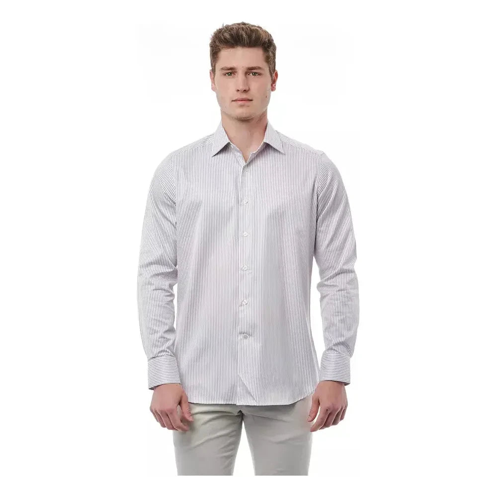 Elegant White Italian Collar Shirt