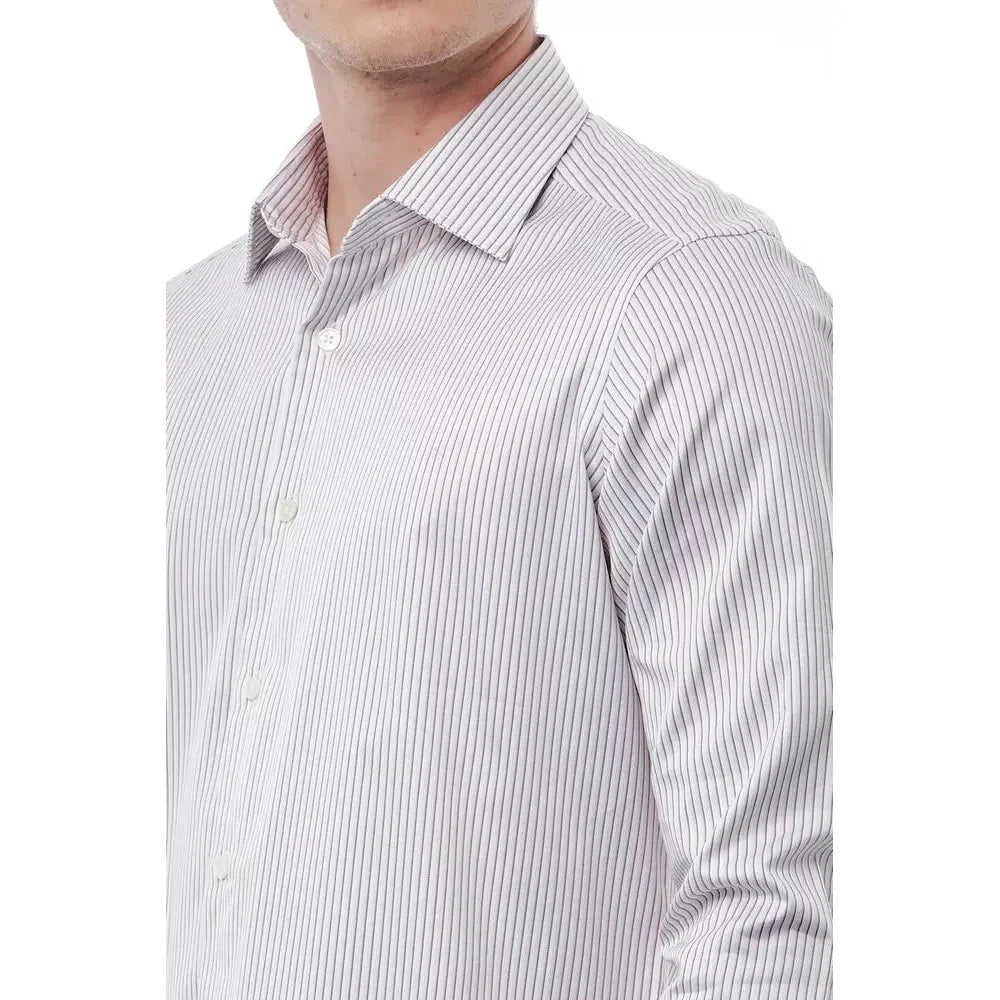 Elegant White Italian Collar Shirt