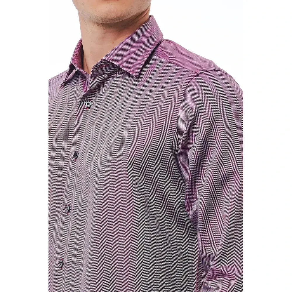 Elegant Burgundy Italian Collar Shirt