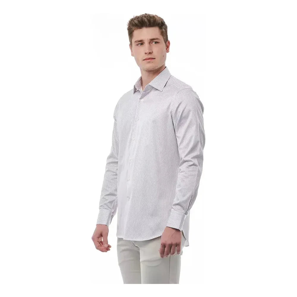 Elegant White Italian Collar Shirt