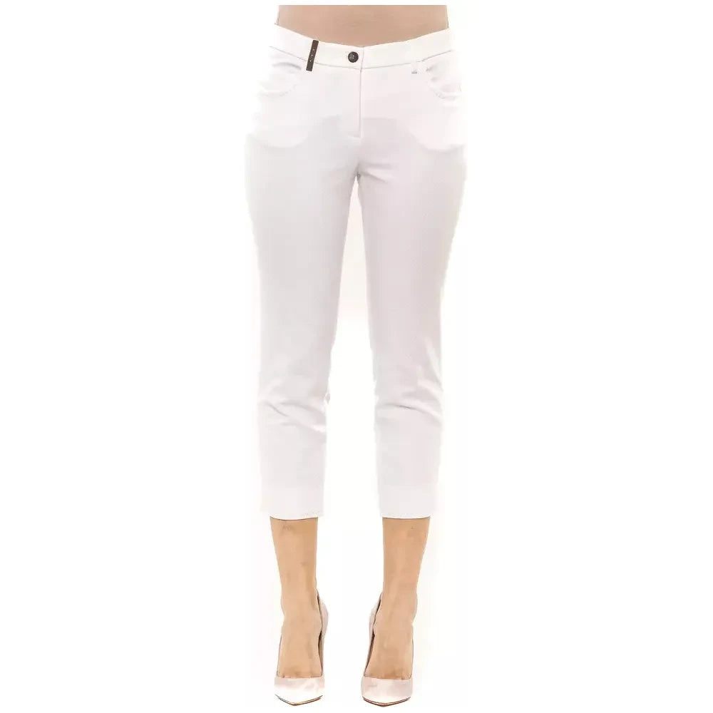 Chic High-Waist Ankle Pants in White