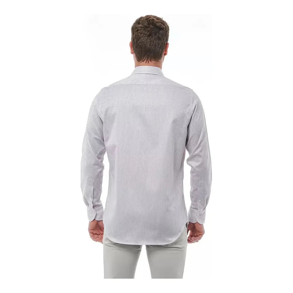 Elegant White Italian Collar Shirt