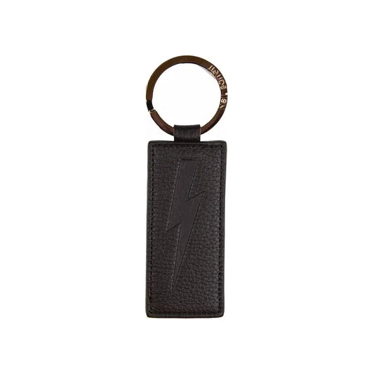 Sleek Black Leather Keychain for Men