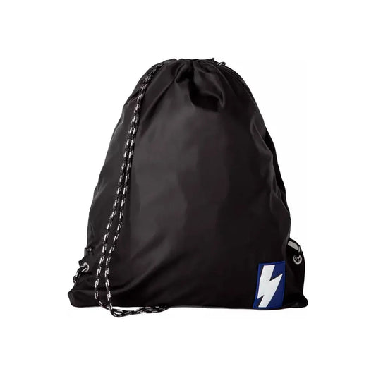 Sleek Black Nylon Drawstring Backpack