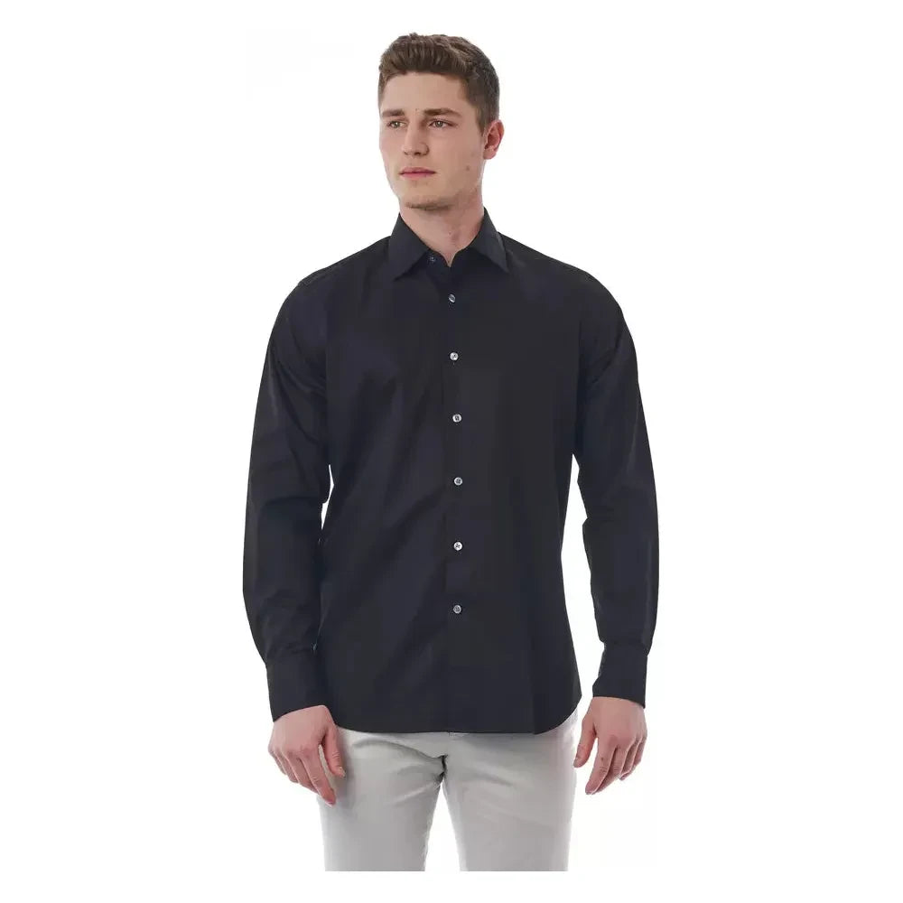 Elegant Black Cotton Italian Shirt