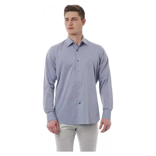 Bagutta Elegant Gray Italian Collar Cotton Shirt Bagutta