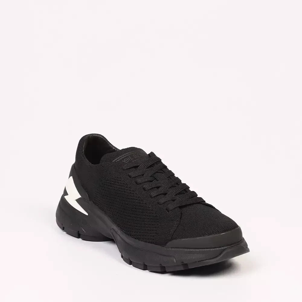 Sleek Black Bolt Sneakers with Technical Fabric