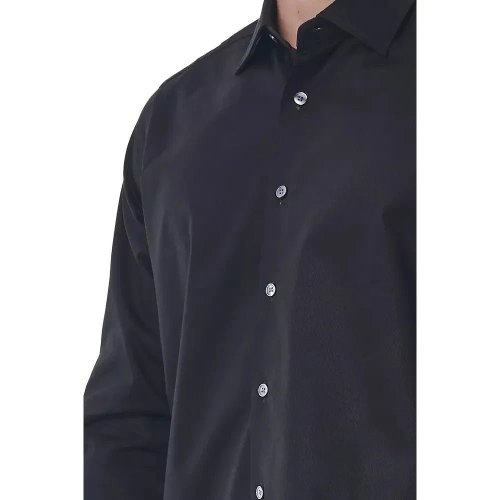 Elegant Black Cotton Italian Shirt