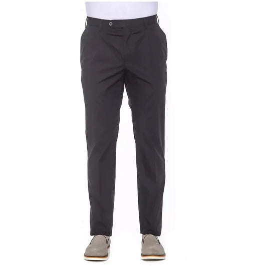 Elegant Pleated Black Cotton Trousers