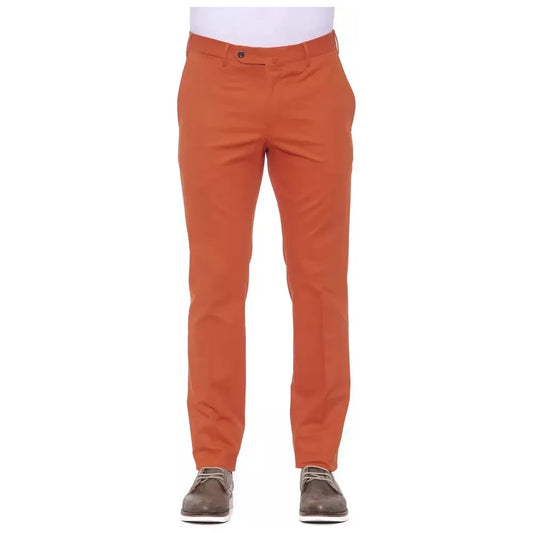 Elegant Red Cotton Blend Trousers for Men