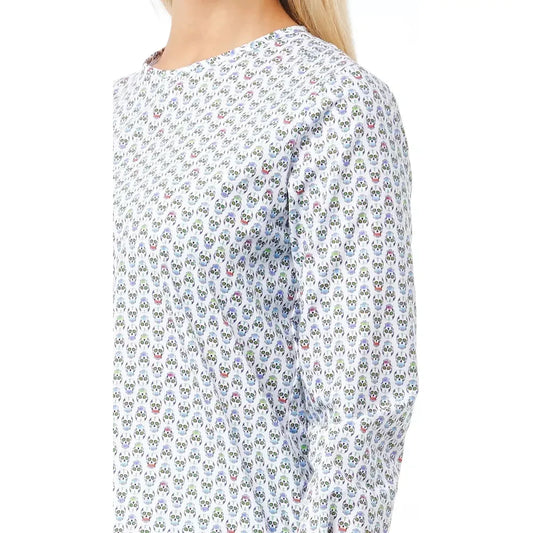 Skull Print Round Neck Cotton Blouse