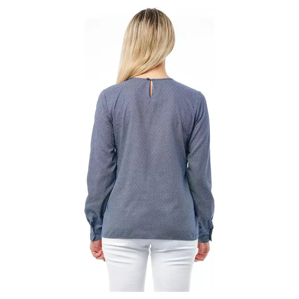 قميص نسائي من القطن باللون الأزرق بنمط هندسي من باجوتا