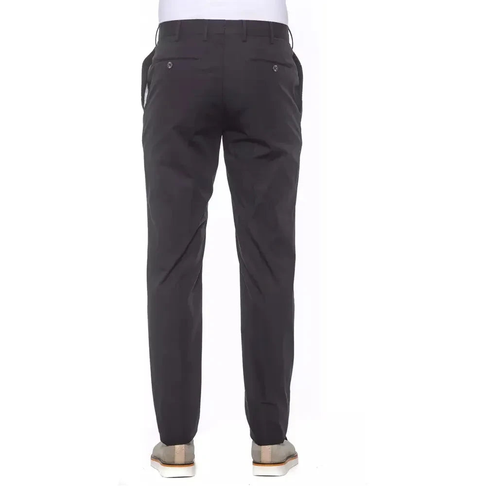 Elegant Pleated Black Cotton Trousers