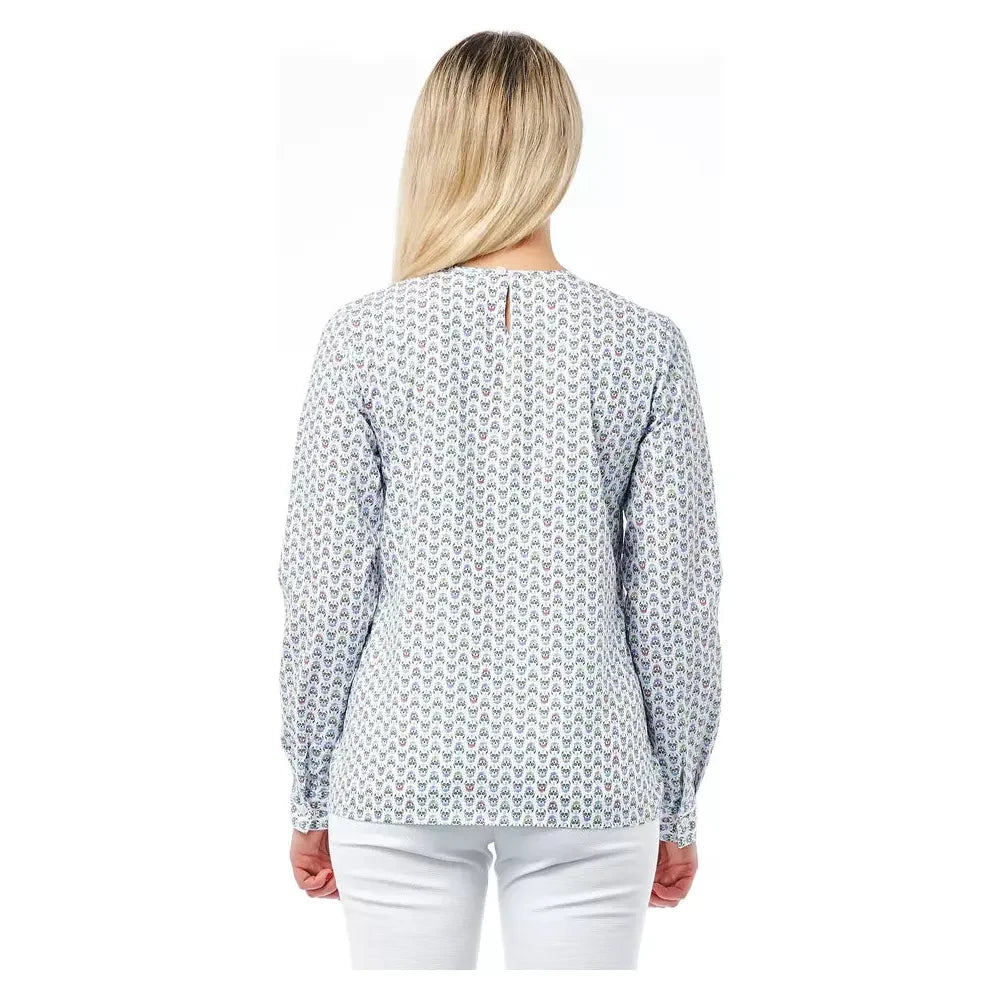 Skull Print Round Neck Cotton Blouse